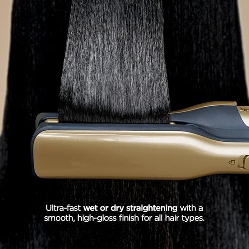 Shark Glam Ceramic & Powerful Air Styling & Drying System, with Silki Straightener & Shark Glossi Air Glosser, for Drying, Curling, Straightening & Glossing, Gold, HD6051S (Straight & Wavy Hair)