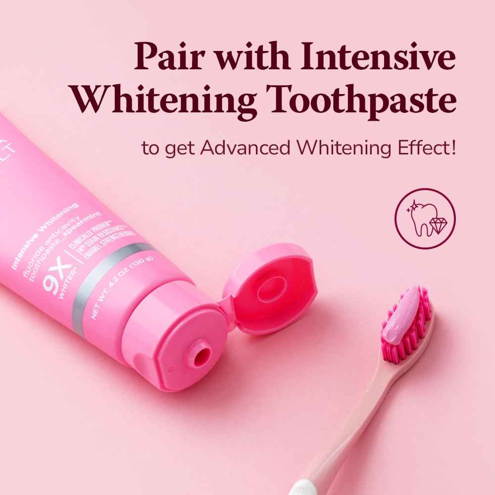 HIMALAYA PINKSALT Natural Toothbrush 4 Count - Medium Toothbrushes for Adults, Plaque Remover for Teeth, Tapered Bristles Gentle on Teeth and Gum, Deep Clean Toothbrush