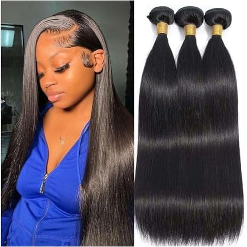 Bundles Human Hair 20 22 24 Inch Straight Wave Natural Human Hair Bundles Total 300g 11A Unprocessed Brazilian Soft Quick Weave Soft Sewn In Hair for Black Women