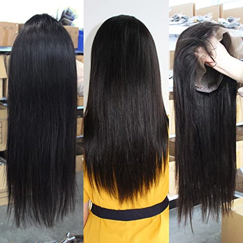 Subella 13x5 HD Lace Front Wigs Human Hair Pre Plucked Hairline with Baby Hair 220% Density 12A Transparent Straight Human Hair Wigs for Black Women (18inch)