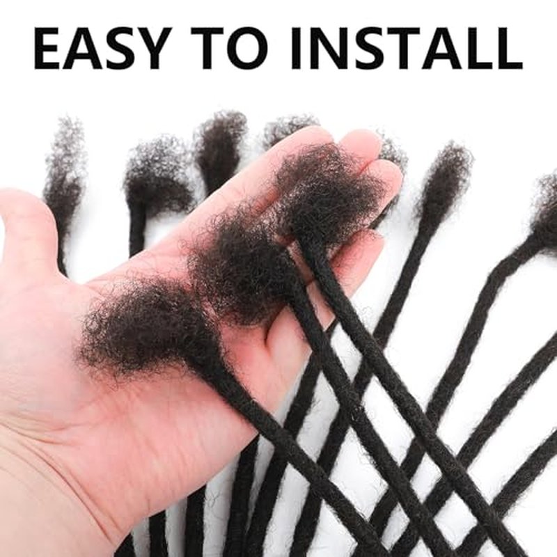 Loc Extensions Human Hair For Men/Women 8 Inch 0.6cm 60strands Width 100% Full Handmade Permanent Dreadlock Extensions Human Hair An Be Dyed Bleached Curled (100% Human Hair,Natural Black)