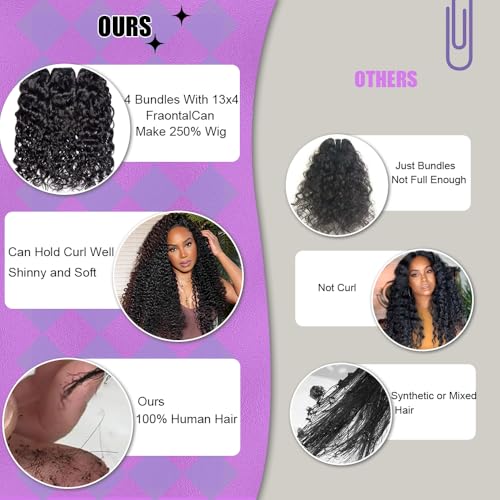 Water Wave Human Hair Bundles 18 Inch 12A Double Weft Wet and Wavy Bundles Human Hair Raw Bundles Human Hair Quick Weave Hair Bundles Natural Black