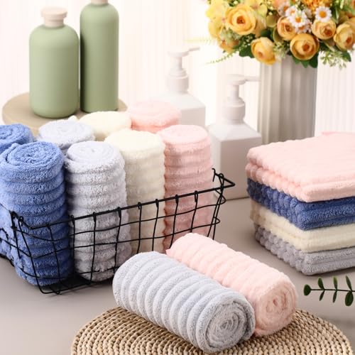 Shimeyao Bleach Proof Towels Microfiber Absorbent Resistant Hair Hand Towels Bulk Quick Dry for Barber Gym Bath Spa Shaving(40 Pack,Morandi Color,Stylish)
