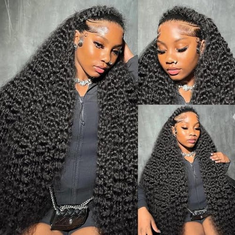 Rozilo Aomllute Deep Wave Lace Front Wigs Human Hair Wigs for Women 200 Density 13x4 HD Deep Curly Lace Front Wig Human Hair Glueless Lace Front Wig Human Hair Pre Plucked 24 Inch