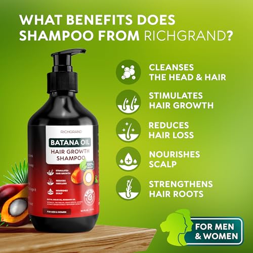 Batana Oil Shampoo for Hair Growth - Routine Shampoo for Thinning Hair for Women & Men - 9-in-1 Natural Hair Loss Shampoo with Biotin, Rosemary Oil - Thickening Hair Treatment & Regrowth