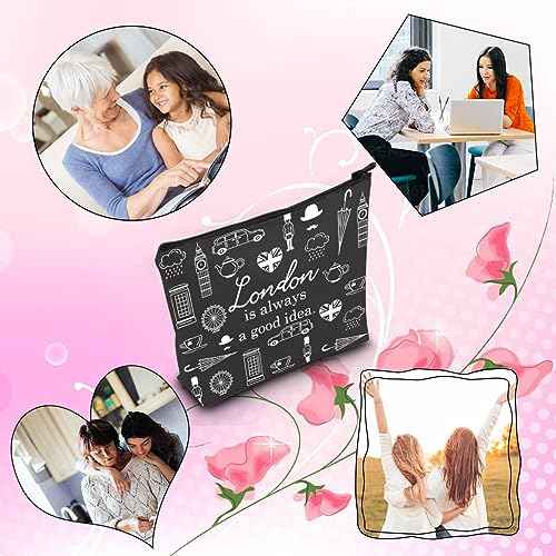 London City Skyline Zipper Pouch Makeup Bag - London Is Always A Good Idea (BLK)