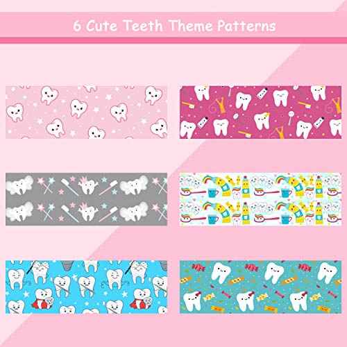 BBTO 6 Pcs Dental Assistant Gifts Teeth Hair Scrunchies Velvet Tooth Pattern Elastic Ponytail Holders Hair Tie Ropes Dentist Hygienist Accessories Cute Funny Christmas Gift for Nurse Women Girls