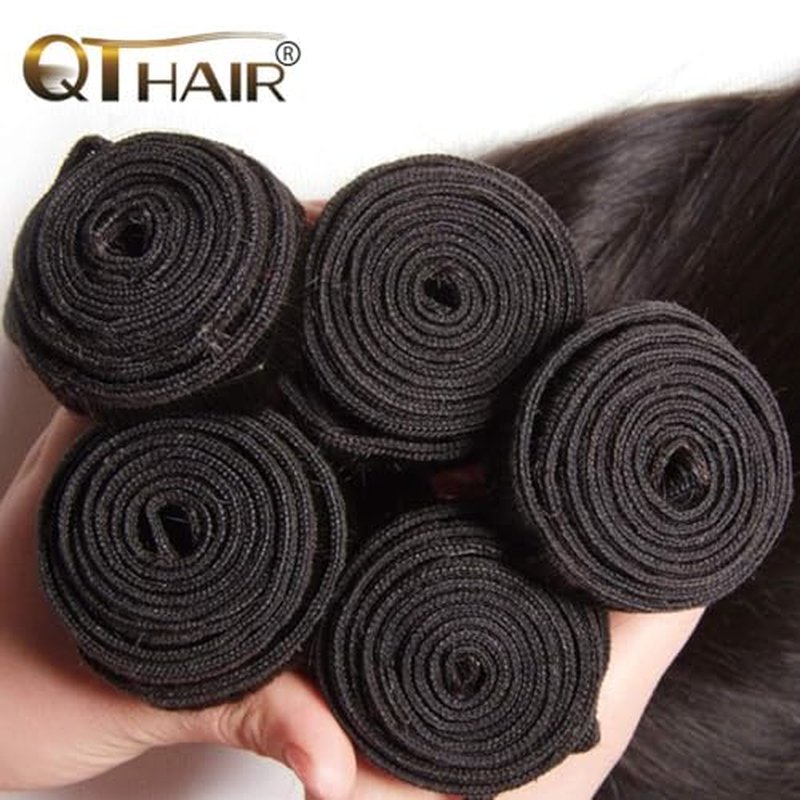 QTHAIR 16A Grade Straight Human Hair Bundles 16" 16" 18" 100% Unprocessed Virgin Indian Human Hair Extensions For Women Human Indian Straight Hair Bundles Bundles Human Hair