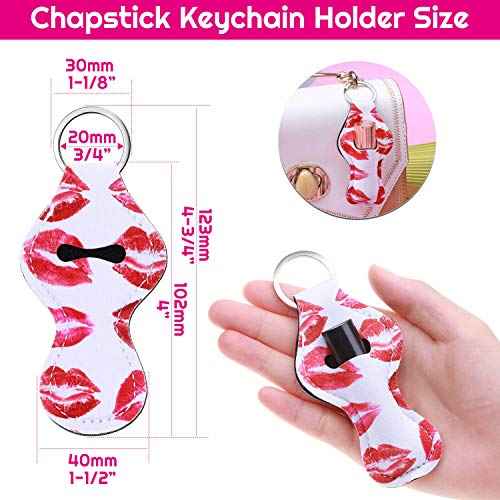 shynek Chapstick Holder Keychain, 40Pcs Lip Balm Holder Keychain Set (Neoprene, Multicolor, Women, Portable)