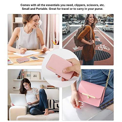 Manicure Set, Travel Mini Nail Clippers Kit Pedicure Care Tools, 10pcs Stainless Steel Grooming kit (Pink)