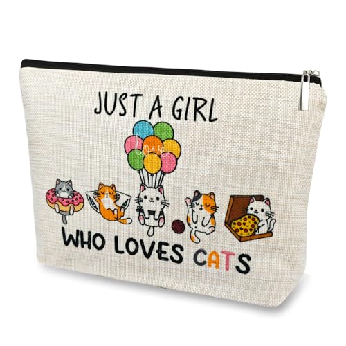 DJOLY Cat Lover Gifts for Women Makeup Bag, Cute Themed Lady Gifts for Girls, Accessories Cosmetic Pouch for Teens Kids Daughter Sister, Funny Mom Birthday Christmas Decorations