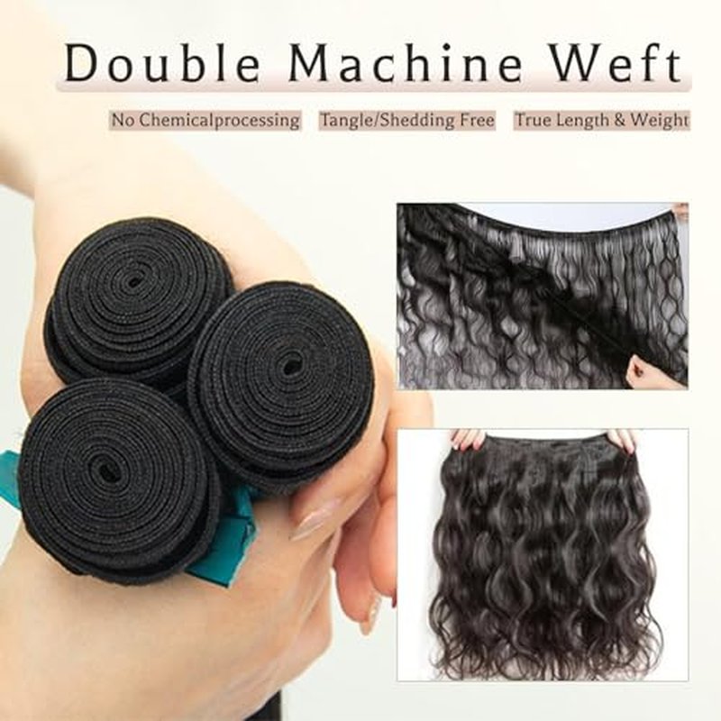 KRN Body Wave Bundles Human Hair 14 16 18 Inch 14A Raw Human Hair Bundles 100% Unprocessed Brazilian Virgin Hair Body Wave Bundles Natural Color