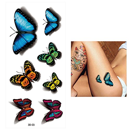 Glaryyears 3D Butterfly Tattoos for Women Girls, 8-Pack Floral Design Variety Pack Fake Tattoos Sticker, DIY Long-lasting Realistic Tattoos that look real, Sexy for Body Chest Hand Decal Arm Leg