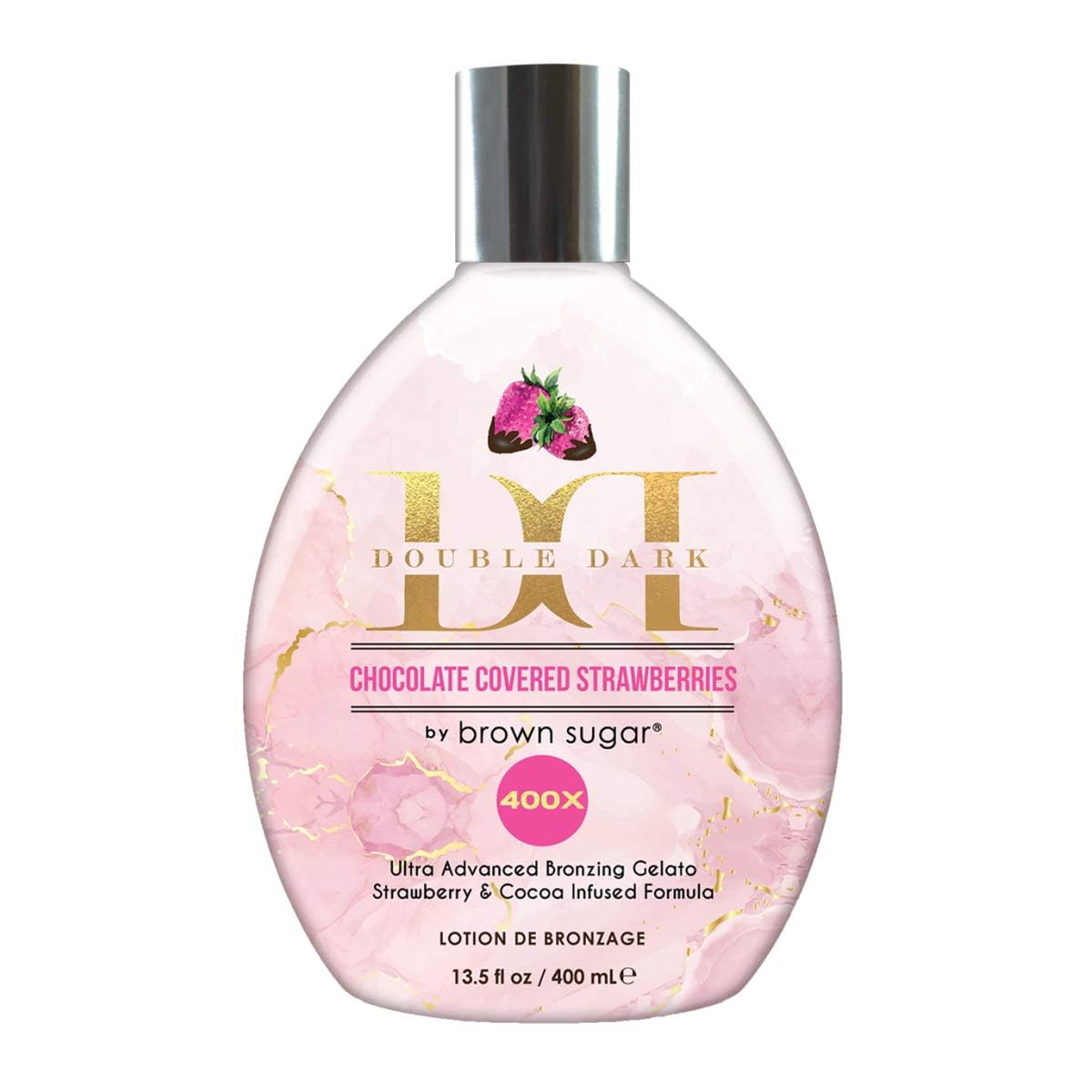 Brown Sugar Double Dark Chocolate Covered Strawberries 400X Ultra Advanced Bronzer Tanning Lotion for Deep, Decadent Color and Silky Smooth Skin – 13.5 oz