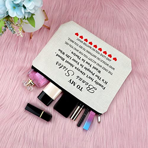 Sfodiary Bonus Sister Gifts Makeup Bag Friendship Birthday Gifts for Unbiological Sister in Law Cosmetic Bag Christmas Graduation Present for Her Friends Travel Cosmetic Pouch
