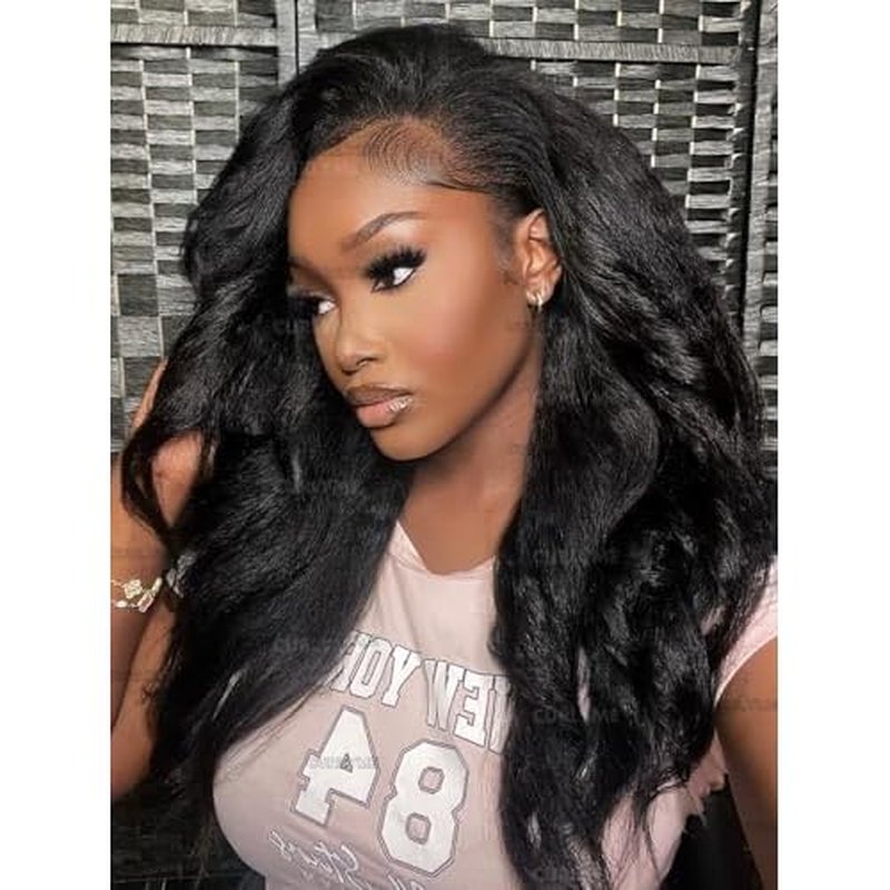 Curlyme Drawstring Half Wig Kinky Straight Flip Over Wig Human Hair No Lace Glueless Drawstring Invisible Hairline Beginner Friendly Wear Go For Women Clip In 195% Density 18 Inch