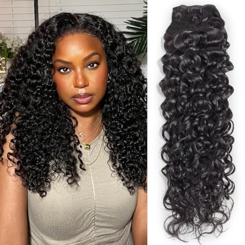 Water Wave Human Hair Bundles 18 Inch 12A Double Weft Wet and Wavy Bundles Human Hair Raw Bundles Human Hair Quick Weave Hair Bundles Natural Black