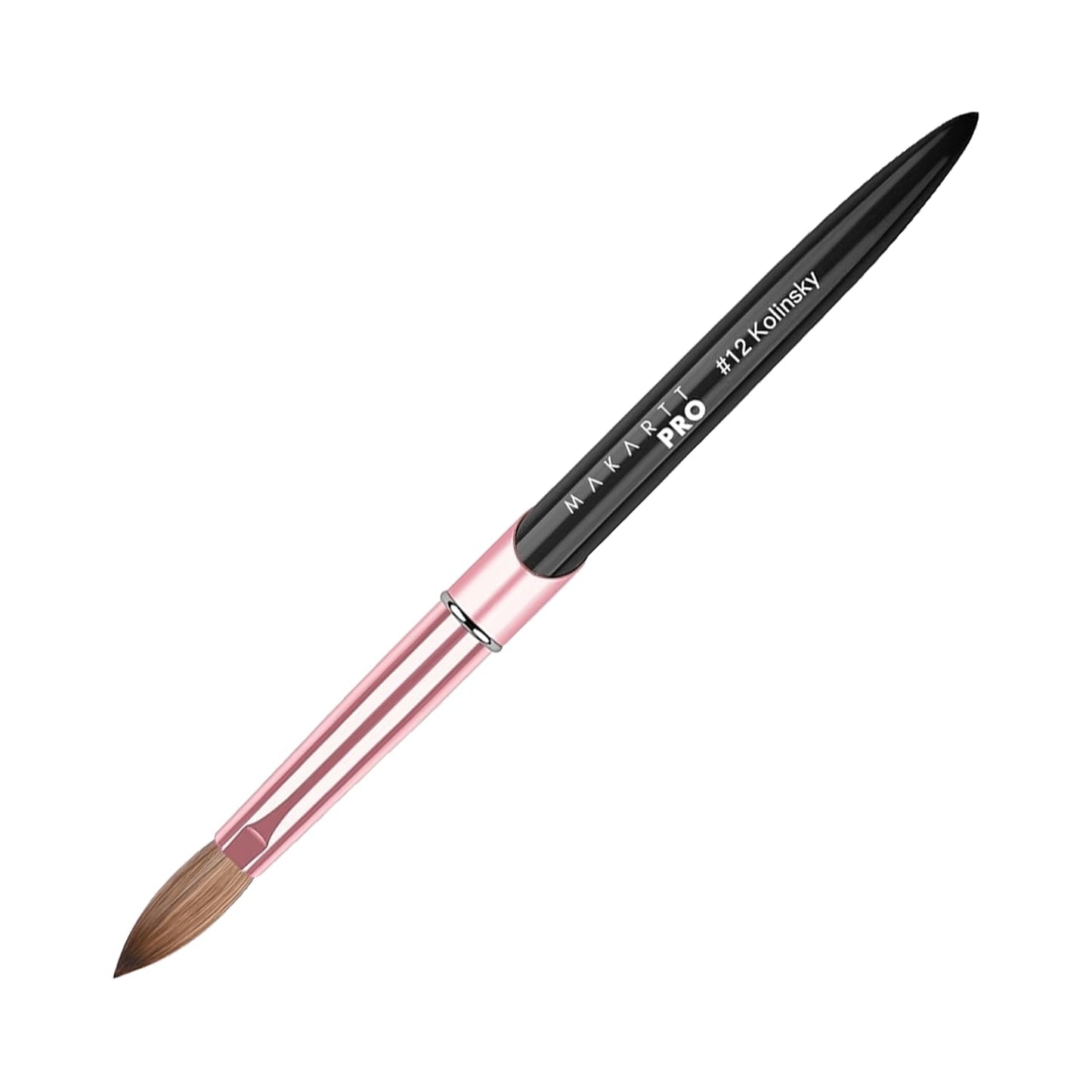 MakarttPro Kolinsky Acrylic Nail Brush Size 12 – 100% Pure Kolinsky Hair for Acrylic Application, Bigger Bead Control, Anti-Clogging, Acetone Resistant Handle