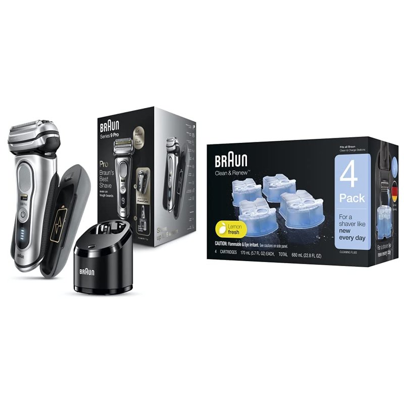 Braun Electric Razor for Men - Waterproof Foil Shaver, Series 9 Pro 9477cc | Wet & Dry Shave, Portable Charging Case