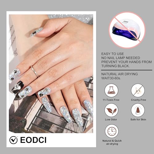 1 Oz/28g Sequin Silver Dip Powder, Glitter Dipping Powder French Pro Collection System Nail Art Starter Manicure Salon DIY at Home, Odor-Free&Long-Lasting, No Needed Nail Lamp Curing