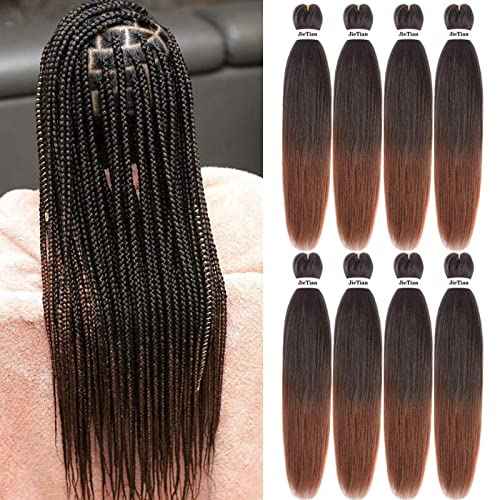 Liang Dian Pre Stretched Braiding Hair 8 Pack 36 Inch Hot Water Setting Professional Soft Yaki Texture Synthetic Hair Extensions (36 Inch (Pack of 8), 1B/30(Ombre Black to Blonde))