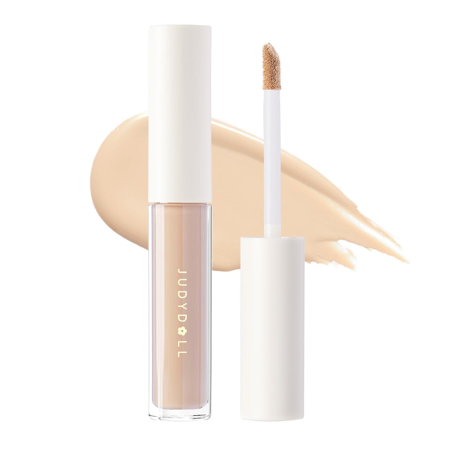JUDYDOLL Liquid Concealer-Peach Flower Concealer Cream,Skin-Like Coverage for Dark Circles & Acne,Creamy & Lightweight Formula,Hydrating (02 Natural, Best for Natural Skin Tone)