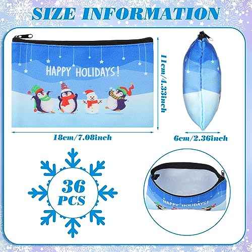 Abbylike 36 Pcs Christmas Makeup Bags Bulk Gifts Plaid Cosmetics Santa Gnomes Elk Snowman Xmas Purse Double Sided Goodie Bags for Women Travel Holiday Present,18 Styles