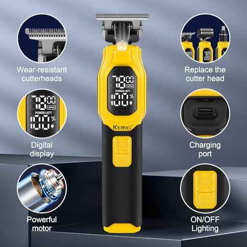 KEMEI Professional 3-in-1 Complete Grooming Tools for Men, Cordless Beard Trimmer, Electric Facial, Ear & Nose Trimmer, Rechargeable Hair Clippers, Gifts for Men