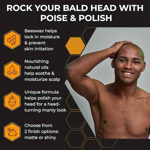 Bald Head Polish: Mens Aftershave Polish for Men, Waterproof Moisturizer for Bald Heads, Great for Father's Day, Christmas, Holiday, 4 OZ.