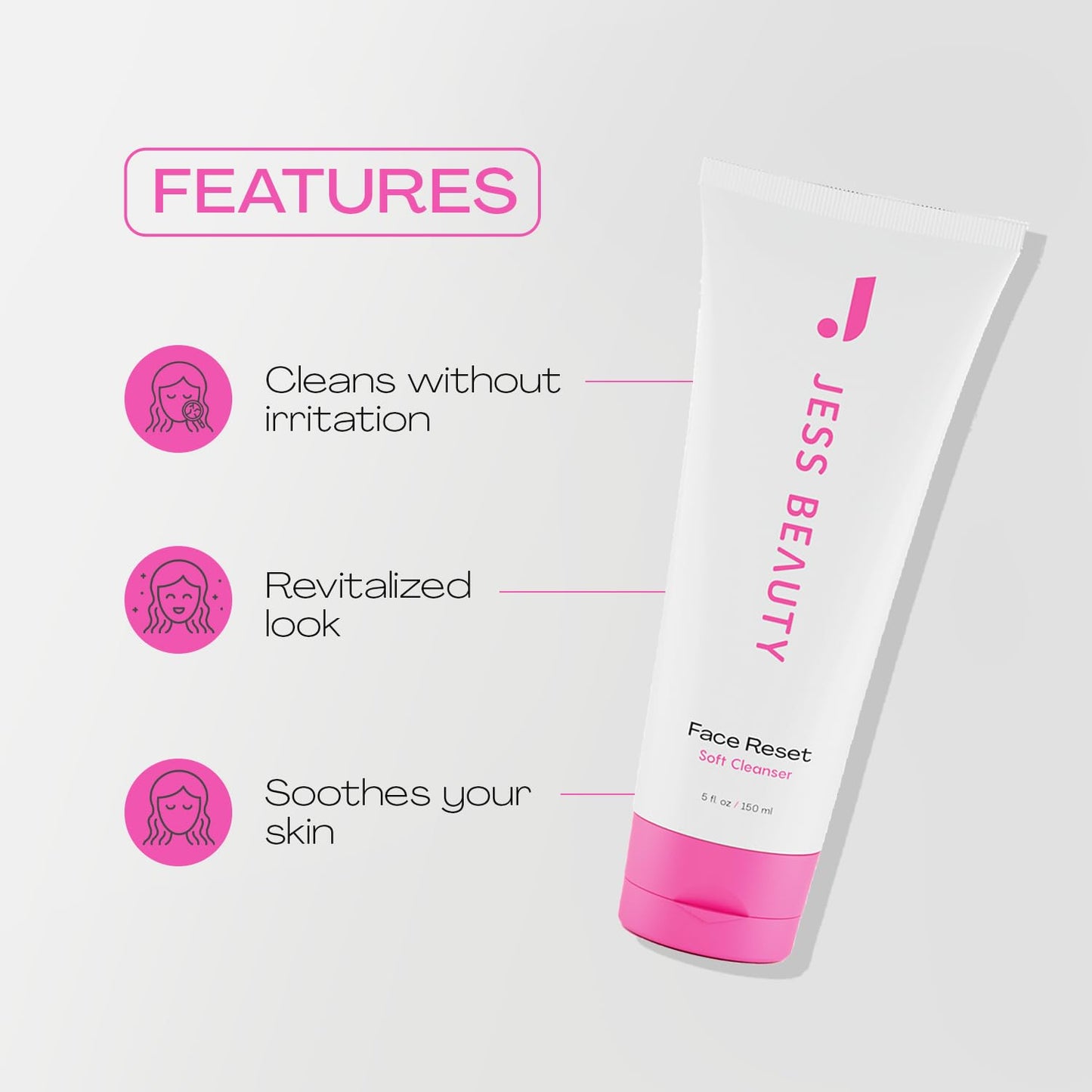 Face Reset Cleanser - Gentle Hydrating Gel Wash with Squalane & Hyaluronic Acid | Korean Skincare 5 fl oz