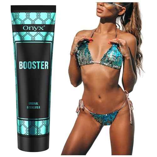 Onyx Booster Tanning Bed Intensifier Lotion - Tanning Bed Lotion with Accelerator & Tattoo Protection Formula, No Bronzer, Fast & Even Tan, Face & Body Indoor Tanning Lotion Accelerator