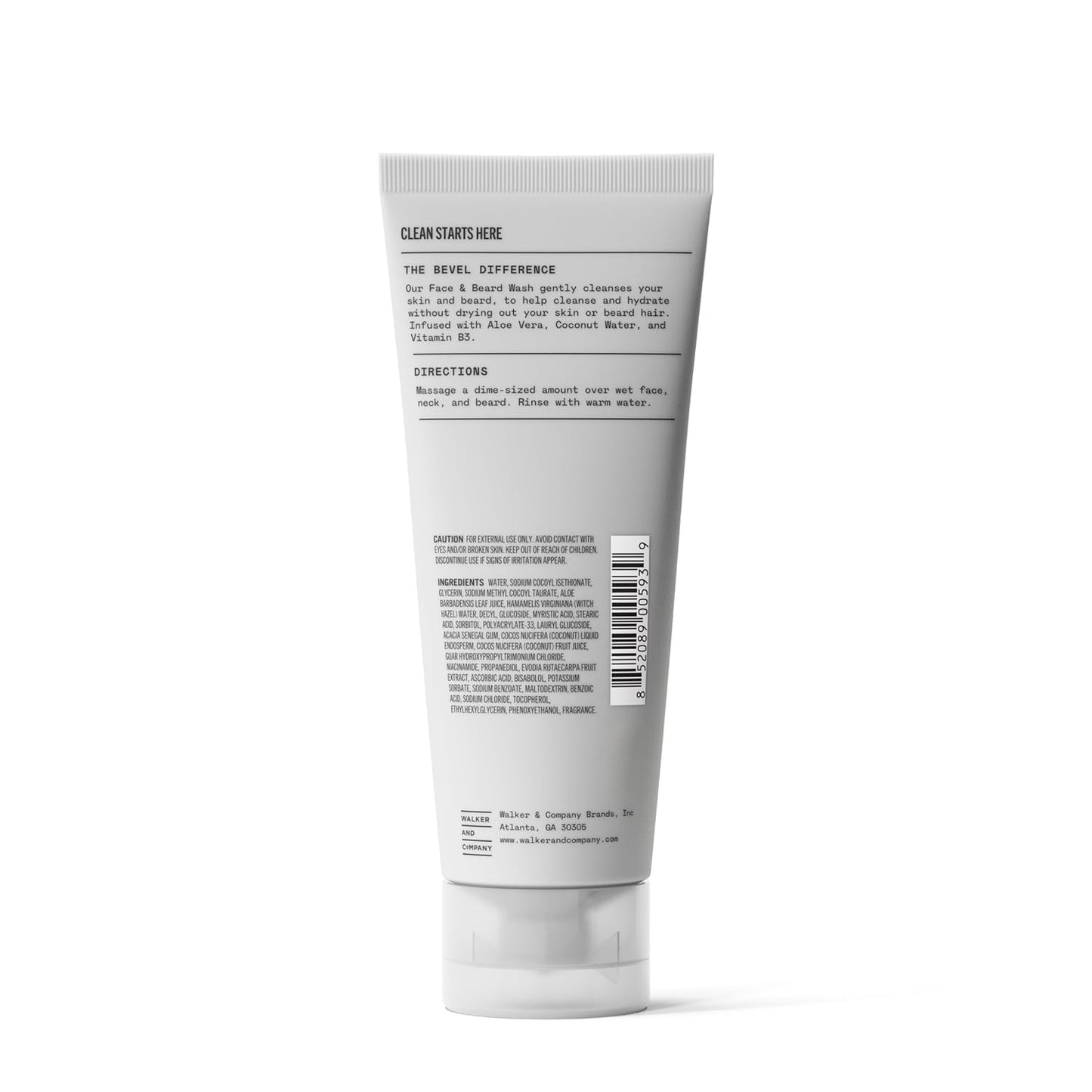 Bevel Face & Beard Wash For Men With Witch Hazel & Aloe Vera Cleansing Mens Face Wash That Hydrates and Brightens Skin and Softens Beard, 4 FL Oz, (Pack of 2)