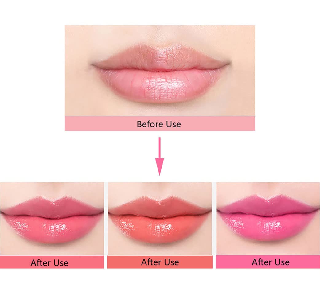 BINGBRUSH 3 Pcs Color Changing Change Lip Balm,Korean Magic Lipstick Color Change Changing Lip Tint Tinted Stain Gloss Balm Long Lasting Waterproof Moisturizer Lipstick Set for Women