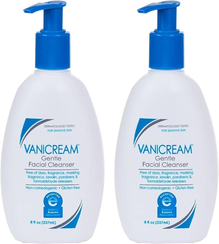 Vanicream Gentle Facial Cleanser - Soothing Formula for Sensitive Skin | 8 Fl Oz (Pack of 2)