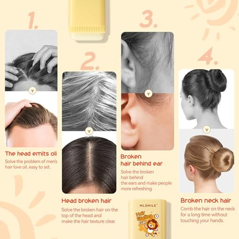 Hair Wax Stick for Baby Styling, 2-in-1 Design with Built-in Comb, Slick,for Kids Waxes, Moisturizing, Non-Greasy, Easy to Use, Compact and Portable