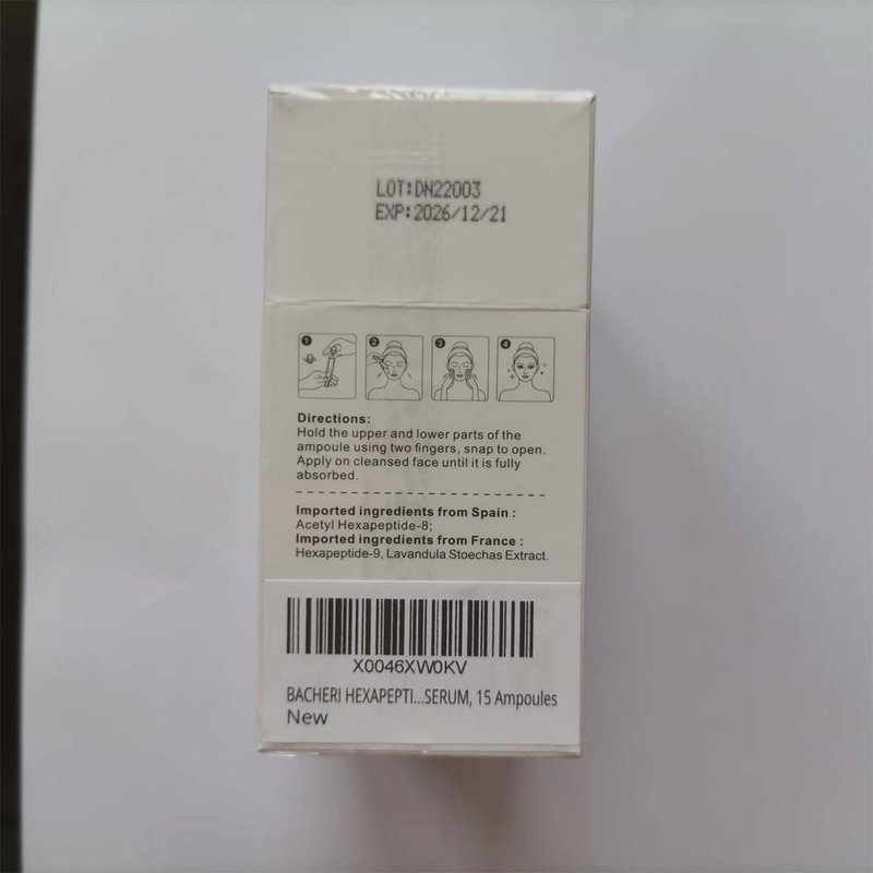 BACHERI Firming Skin Serum with Acetyl Hexapeptide-8, Hexapeptide-9, Carnosine - Moisturizing, Hydrating and Antioxidant for Fine Lines, 15 Pcs/Box Ampoules