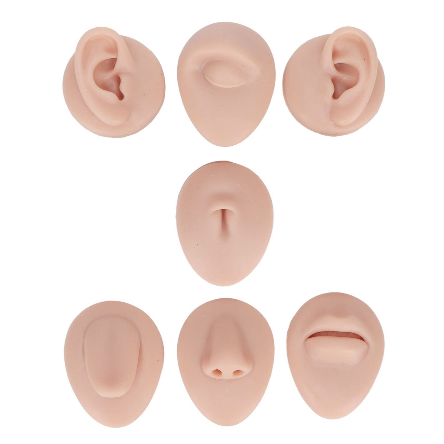 Body Piercing Practice Model, Simulation Silicone Piercing Practice Body Parts, for Practice Eyebrow, Nose, Lips, Tongue, Belly Button and Ear Piercing (Medium Skin Color)