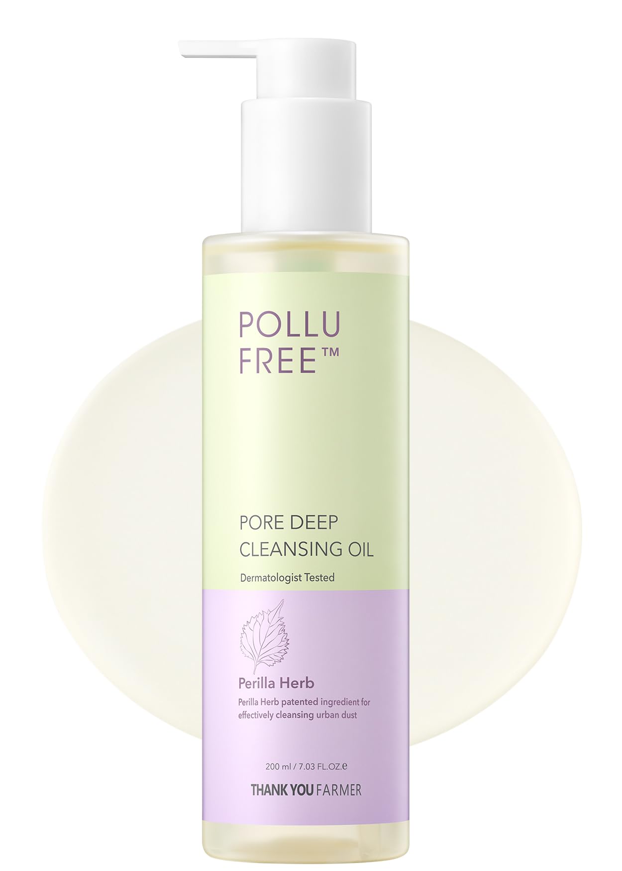 THANKYOU FARMER Pollufree Pore Deep Cleansing Oil - SPF Cleanser, Korean Perilla Herb, Makeup Blackhead Remover, Dermatologist Tested, Korean Oil Cleanser 7.03 fl.oz. 200ml