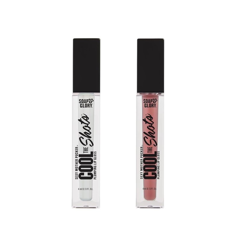 Cool The Shots Plumping Lip Gloss Duo - Hydrating & Cooling Lip Plumpers with Menthol & Vitamin E | Clear & Nude (4ml Each)