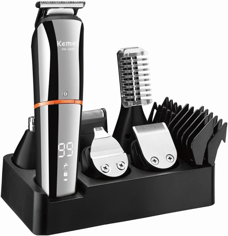 Electric Trimmer for Men & Women - 6-in-1 Waterproof Grooming Kit | Cordless Rechargeable Shaver with Dual Speed