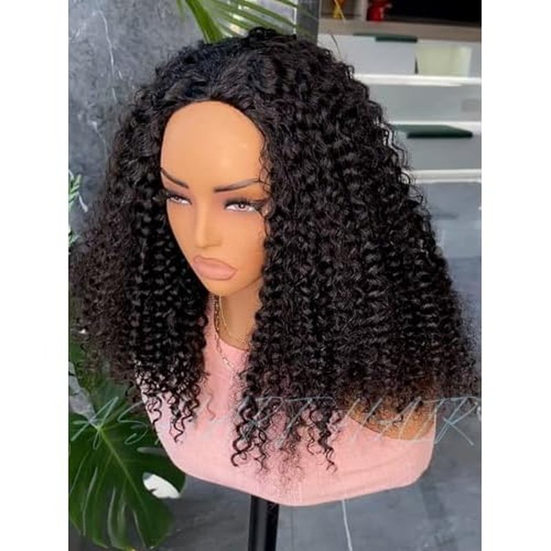 Kinky Curly Half Wig Human Hair 3-in-1 Flip Over, Headband & Drawstring Half Wigs for Black Women, 18 Inch, Seamless Glueless Wear & Go, Beginner Friendly, 180% Density Natural Curly Volume