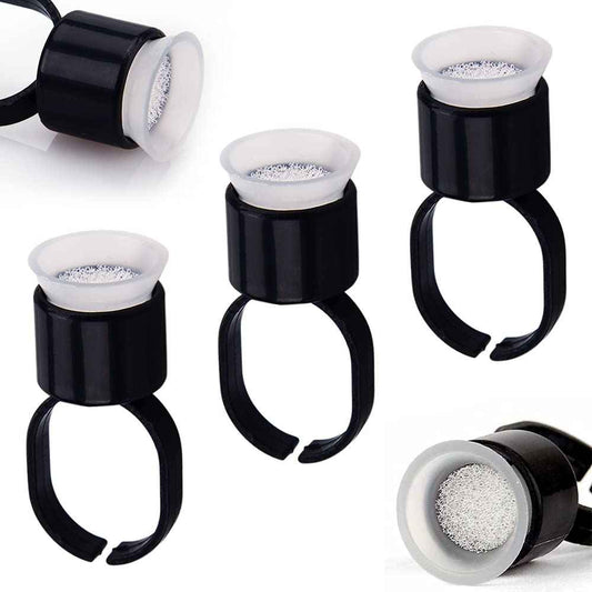 Ink Ring Cups - Autdor 100Pcs Pigment Rings Microblading Pigment Glue Rings with Sponge Ink Caps Cups Permanent Makeup Tattoo Eyelash Eyebrow Extensions Holder for Microblading Supplies (100Pcs)