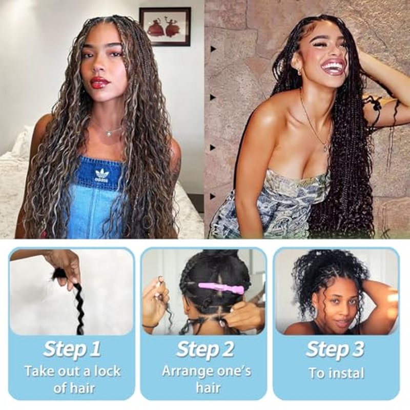 Human Braiding Hair for Boho Braids 100g 20 Inch Deep Wave Bulk Human Hair 100% Unprocessed 12A Brazilian Virgin Boho Hair for Braiding Knotless 2 Bundles/Pack Natural Color
