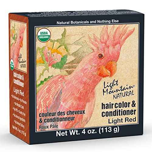 Light Mountain Henna Hair Color & Conditioner - Light Red Hair Dye for Men/Women, Organic Henna Leaf Powder and Botanicals, Chemical-Free, Semi-Permanent Hair Color, 4 Oz