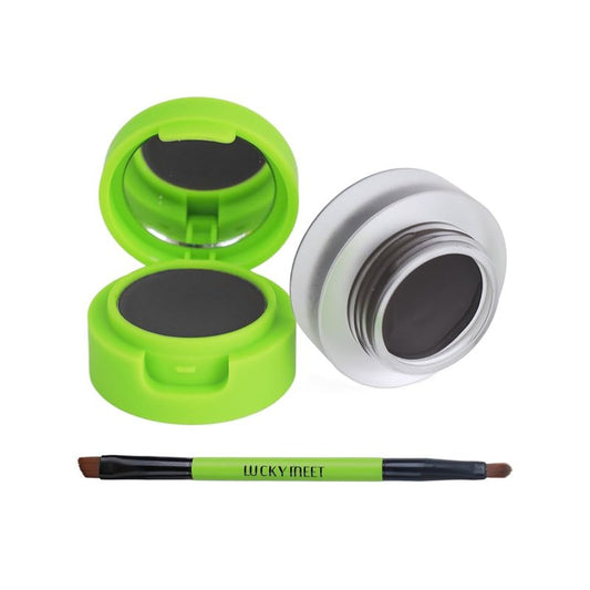 Gel Eyeliner Eyebrow Powder, Waterproof Smudgeproof Long Lasting Makeup Eyeliner Gel with Brush Mirror, Pack of 1 (Black)