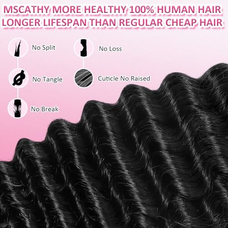 Human Braiding Hair for Boho Braids Deep Wave Bulk Human Hair for Braiding 150g Brazilian Human Hair for Boho Braids 20inch Bohemian Hair for Braiding Natural Black Best Human Extensions
