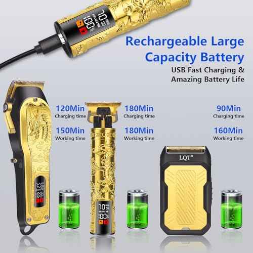 Professional 3-in-1 Haircut and Shaving Set, Gold Design LED Display 17 Accessories + Travel Storage Box, Equipped with Large Capacity Battery, Holiday Gift, Men's Gift