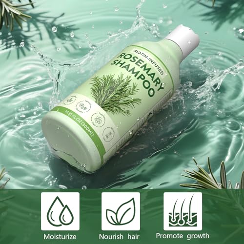 Biotin & Rosemary Hair Growth Shampoo?Natural Formula for Thinning Hair & Hair Loss, Promotes Thicker, Fuller Hair,Hair Growth Shampoo for Men and Women - 10.15 fl OZ