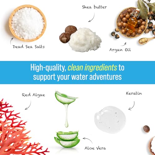 TRIHARD Kids Chlorine Hair and Body Protection Essentials for Swimmers | 3-in-1 Shampoo, Conditioner, & Body Wash for Children¡¯s Sensitive Skin & Hair Pre and Post Pool or Ocean