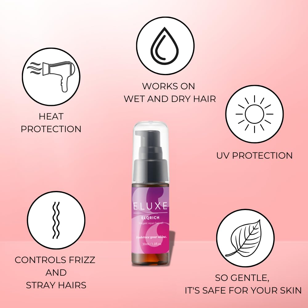 ELUXE Hair Oil | Smooth & Moisturize | Fight Frizziness | Add Deep Hydrating for Damaged Hair | Coats your hair and locks in moisture | Sulfate and Paraben-Free | 1 fl oz (Pack of 1)